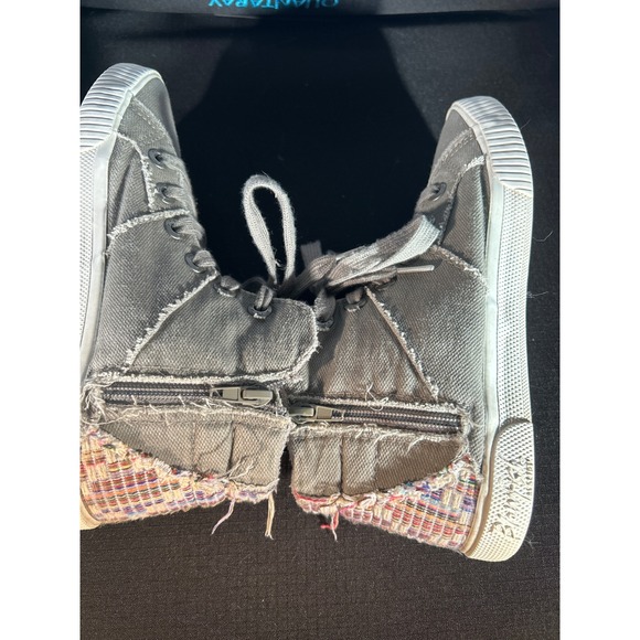 Blowfish Malibu‎ Gray Canvas High Top Sneakers Zipper Detail Casual Shoes - Picture 3 of 5